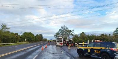 Homem de 61 anos morre em colisão entre caminhonete e ônibus na BR-386