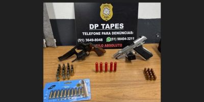 Armas e munições são apreendidas e homem é preso em Tapes