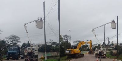 Postes são realocados para obras de ampliação da ponte do CTG Camaquã
