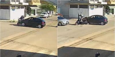 Idosa causa acidente que resulta em ocupantes de moto feridos no centro de Camaquã