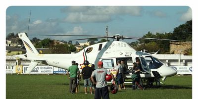 Senhora de 64 anos, com AVC, é removida às pressas de helicóptero para Porto Alegre