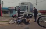 Motociclista fica ferido em colisão entre moto e caminhão em Camaquã