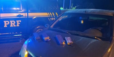 PRF apreende quase 3 kg de maconha transportada em carro na BR-116, em Arroio Grande