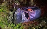Carro atropela capivara, sai da pista e capota na BR-116, em Tapes