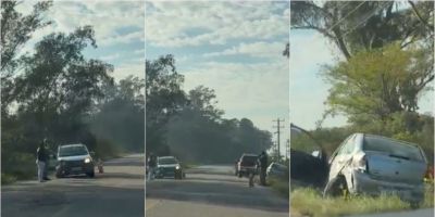 Colisão traseira entre dois carros deixa feridos na ERS-350, entre Camaquã e Arambaré