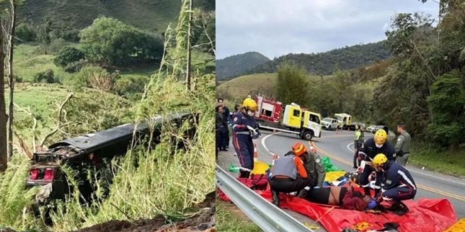 Seis pessoas morrem após ônibus cair em ribanceira de 15m no interior de SP