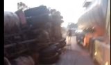 Carreta tomba na BR-116 em Cristal