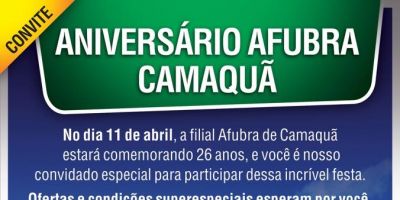 Afubra Camaquã comemora seu aniversário de 26 anos nesta segunda-feira (11/4)