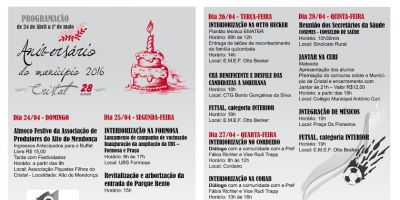 Semana do Município com muitas atrações no aniversário de Cristal