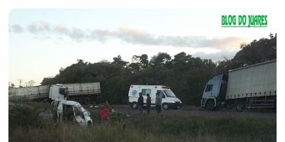 Acidente envolvendo quatro veículos deixa quatro pessoas feridas na BR-116 em Sentinela do Sul