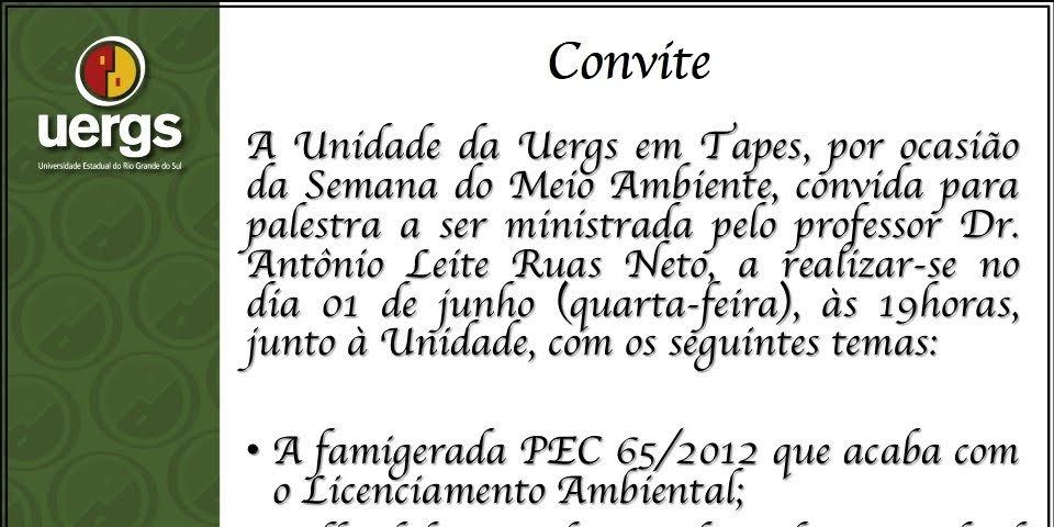 Uergs de Tapes promove palestra alusiva à Semana do Meio Ambiente no dia 1º de junho