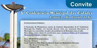 6ª Conferência Municipal das Cidades ocorre em Camaquã na próxima quinta (9/6)