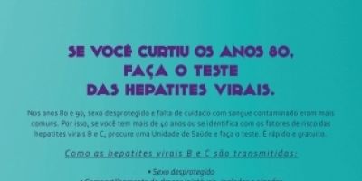 Campanha de prevenção às hepatites virais tem foco na população com mais de 40 anos