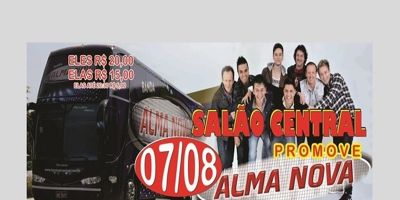 Domingueira no Salão Central com a Banda Alma Nova no dia 7 de agosto. É neste domingo