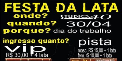 Publicidade: Studio 40 - Festa da Lata nesta quarta-feira