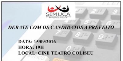 SIMUCA promove debate dos candidatos a prefeito de Camaquã no dia 15 de setembro (HOJE)