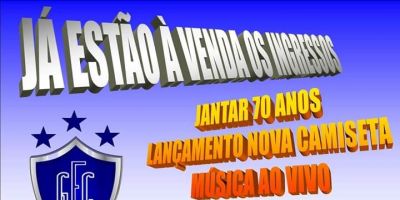 Jantar 70 anos do Guarany de Camaquã ocorre na próxima sexta. Garanta seu ingresso
