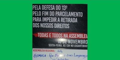 Educadores realizam assembleia na tarde desta quarta em Camaquã