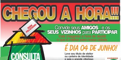 Clique e confira no banner os locais de votação da Consulta Popular em Dom Feliciano