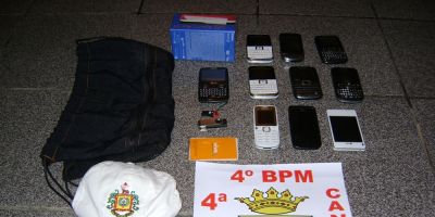 Canguçu - BM prende homem com 10 telefones celulares furtados em estabelecimento comercial