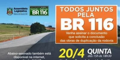 Tapes colhe assinaturas de abaixo-assinado nesta quinta pela conclusão da duplicação da BR-116