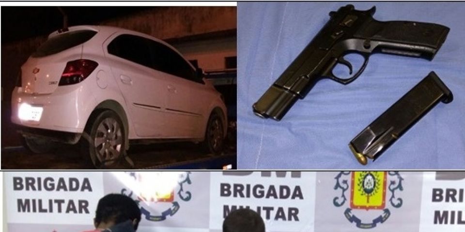 Brigada Militar prende procurados pela Justiça e apreende carro roubado, arma e munições em Camaquã