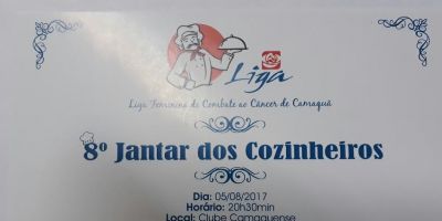 Liga de Combate ao Câncer de Camaquã organiza o 8º Jantar dos Cozinheiros; adquira seu ingresso