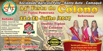 É neste final de semana a 34ª Festa do Colono e 7ª Típica Pomerana, na Santa Auta em Camaquã