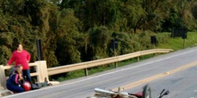 Motociclista fica ferido em acidente na BR-392 em Canguçu