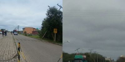 Caminhão derruba 10 postes em avenida de Tapes e deixa cidade sem luz