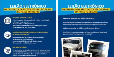 RS: Delegacia da Receita Federal em Passo Fundo realiza leilão de veículos apreendidos