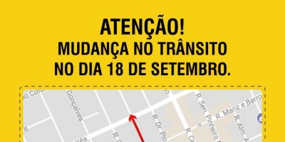 Atenção para mudanças de sentido na Rua Álvares Cabral, a partir do dia 18, em São Lourenço do Sul