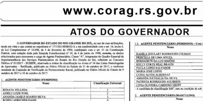 Lista de agentes penitenciários nomeados é publicada no Diário Oficial desta sexta-feira