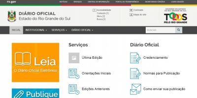 Diário Oficial do RS será publicado somente na versão digital a partir desta segunda