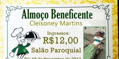 Almoço beneficente em Amaral Ferrador; ajude Cleisoney Martins que foi vítima de um grave acidente