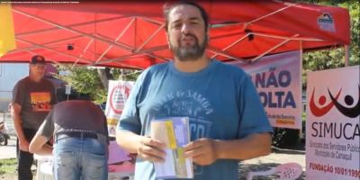 VÍDEO: movimento sindical colhe assinaturas em Camaquã contra a Reforma Trabalhista