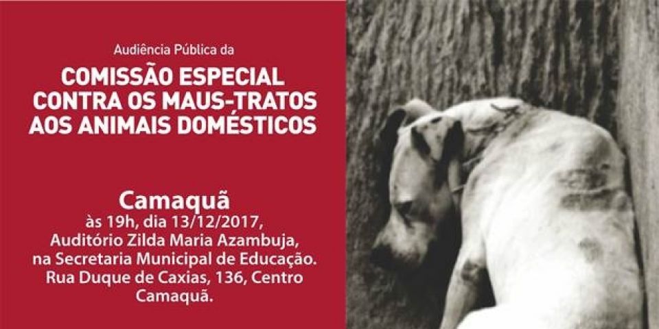 Audiência pública para tratar sobre maus tratos contra animais ocorre dia 13 em Camaquã