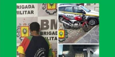 Brigada Militar prende foragido em Camaquã com diversas munições e moto furtada 