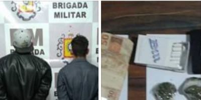 Brigada Militar prende 2 homens em Arambaré; por tráfico de drogas e procurado pela Justiça 