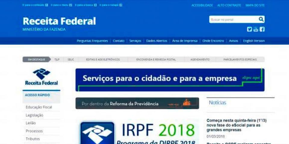 Receita Federal já recebeu mais de 3,2 milhões de declarações do IRPF 2018