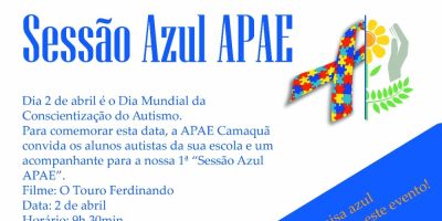 No Dia Mundial da Conscientização do Autismo será realizada em Camaquã a 1ª Sessão Azul Apae