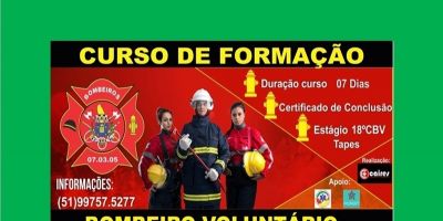 Corpo de Bombeiros Voluntários de Tapes promove curso de formação de Bombeiro Voluntário