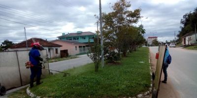 Serviços de jardinagem são realizados na Av. Nestor de Moura Jardim, em Camaquã