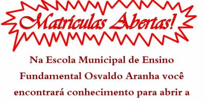 Venha fazer o EJA na escola Osvaldo Aranha, em Camaquã