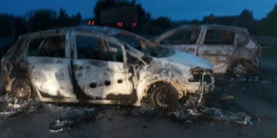 FOTOS: carros incendiados são encontrados na divisa de Canguçu com Encruzilhada do Sul