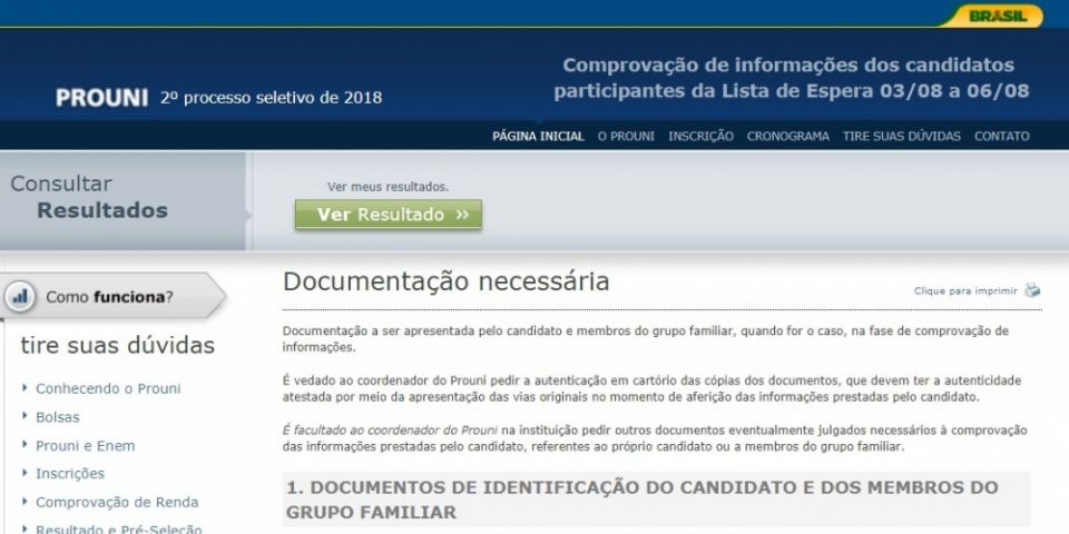 Começa prazo para entrega de documentos da lista de espera do Prouni