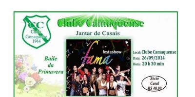 No próximo dia 26, acontece o Jantar Baile da Primavera no Clube Camaquense com a Banda Fama