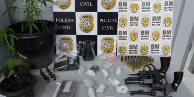 Operação da polícia apreende armas, munições, drogas e pés de maconha em São Lourenço do Sul