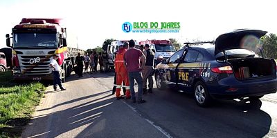 Camaquã - acidente de trânsito envolvendo moto e carreta deixa 2 pessoas feridas na BR-116, Km 400