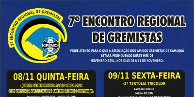 Associação dos Amigos Gremistas de Camaquã completa 20 anos e realiza diversas atividades nos dias 8, 9, 10, 11 e 15